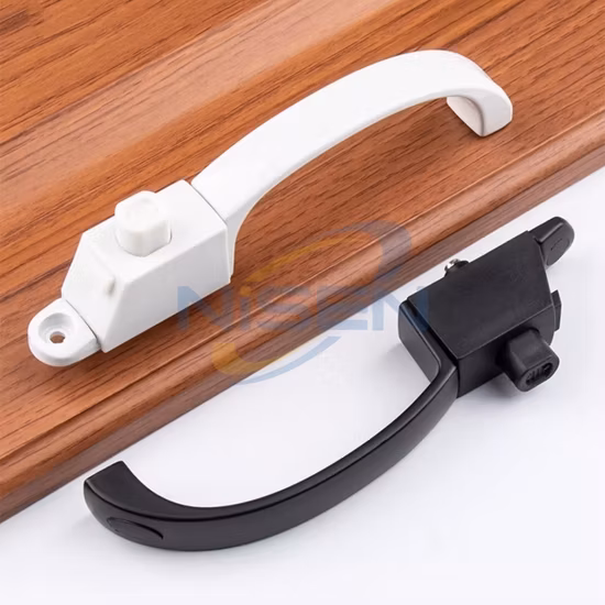 Manija de material plástico para perfil de aluminio UPVC, pantalla de malla, ventana, puerta, manija de red, cerradura Nisen Nt